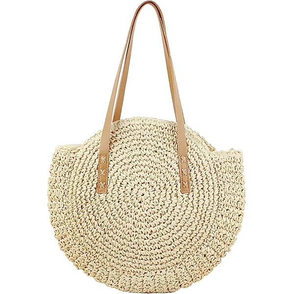 Amazon.com: Straw Bag Round Summer Straw Large Woven Beach Bag